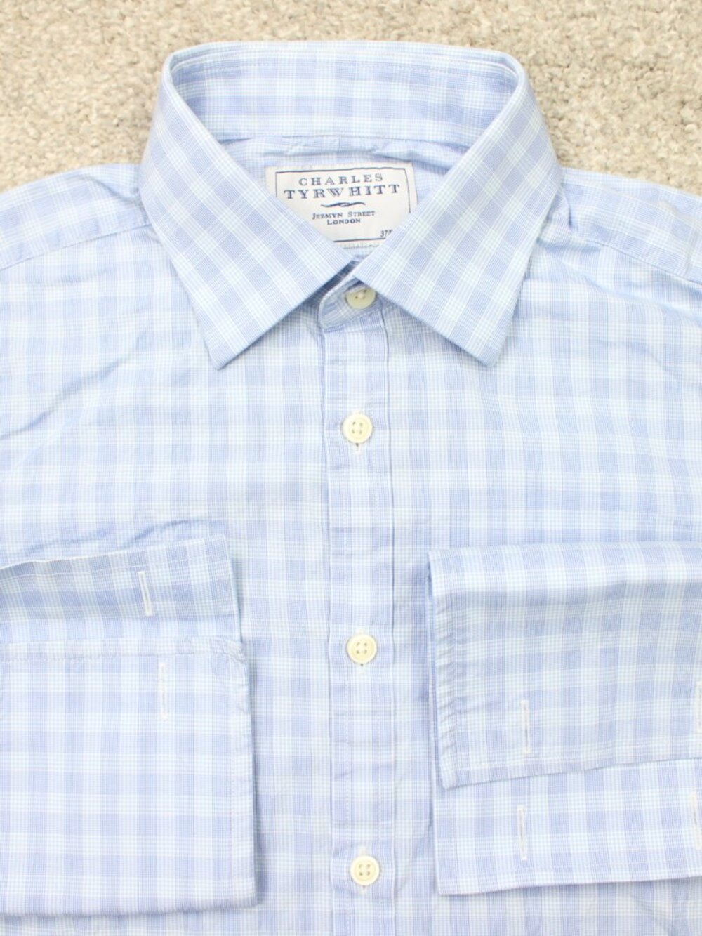 Charles Tyrwhitt Shirt Men 14 1/2, 33 Blue Extra Slim Fit French Cuff Cotton L/S